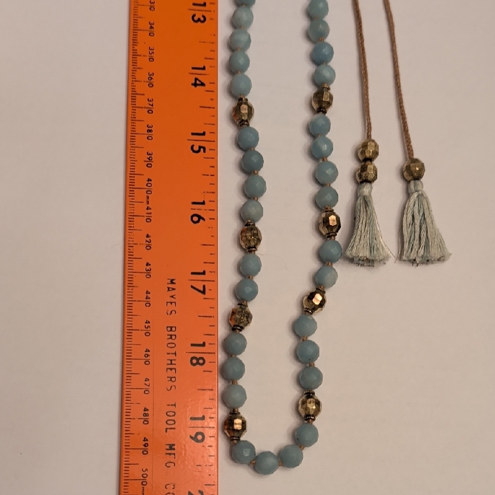 Chan Luu Sky Blue and Gold Beaded Necklace - Picture 6 of 6